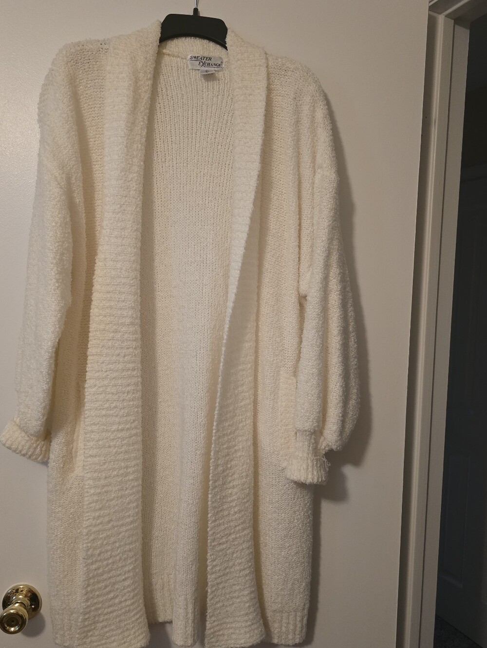 Vintage Sweater Exchange Cream Longline Knit Cardigan Oversized Size L